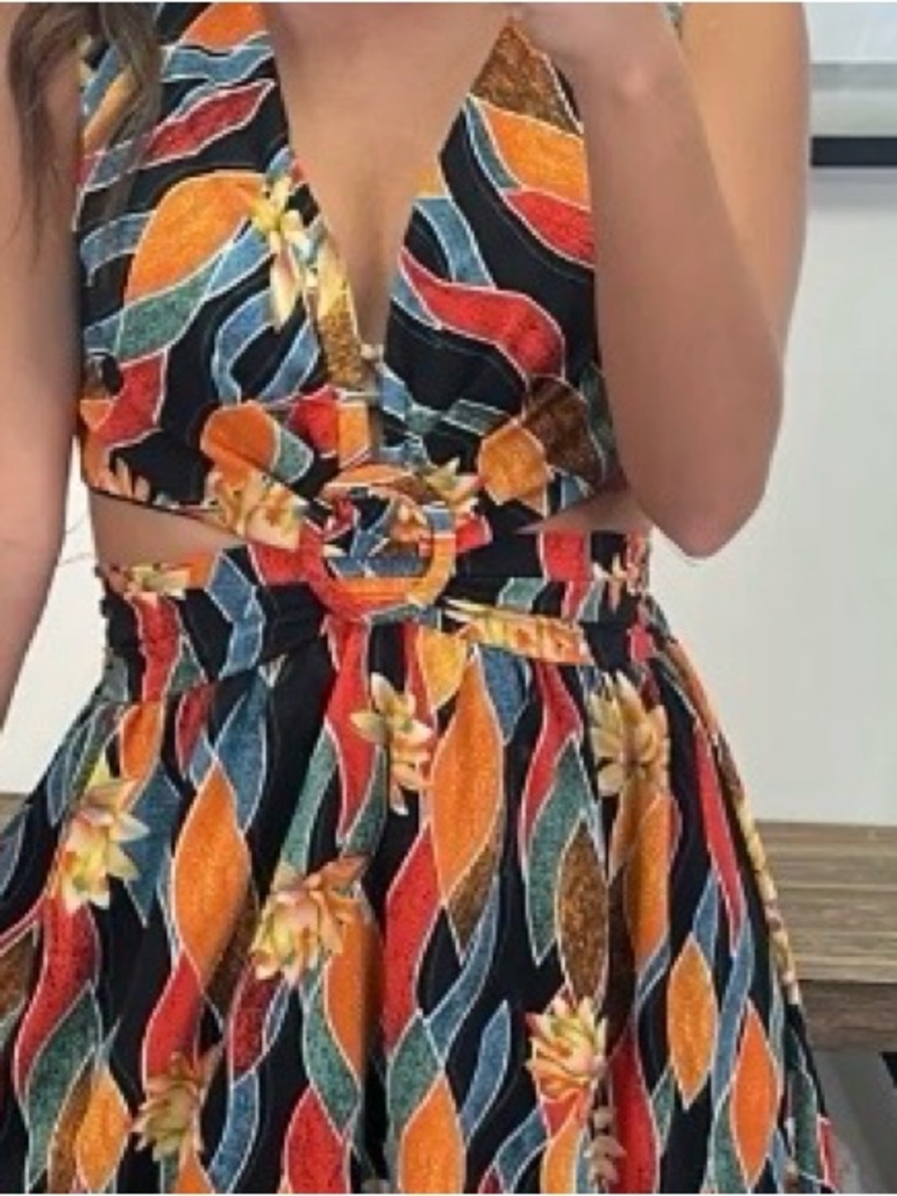 Fab’rik Atlas Printed Cut Out Maxi Dress sz. L - Picture 5 of 6